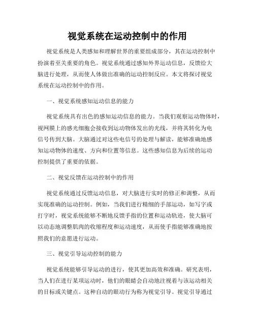 视觉系统在运动控制中的作用