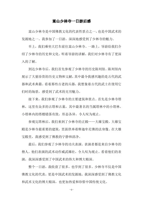嵩山少林寺一日游后感