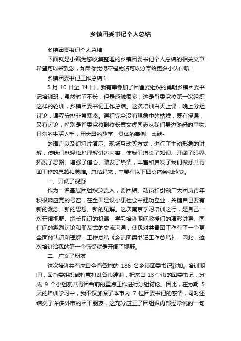 乡镇团委书记个人总结
