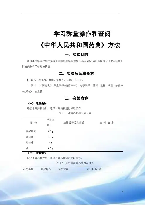 药剂学实验内容