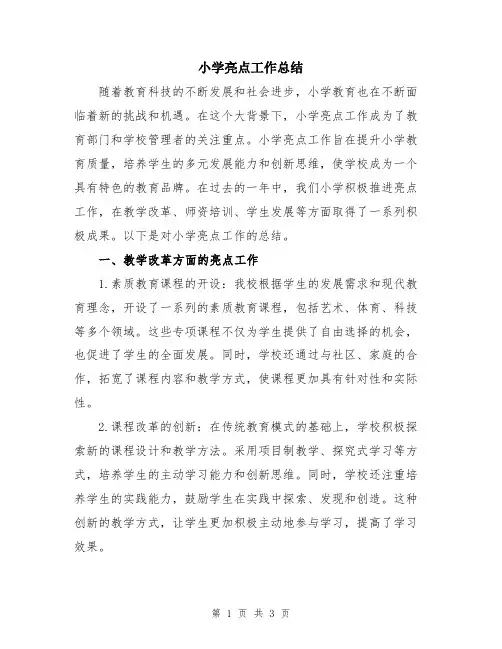 小学亮点工作总结