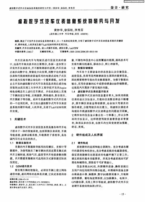 虚拟数字式汽车仪表信息系统的研究与开发