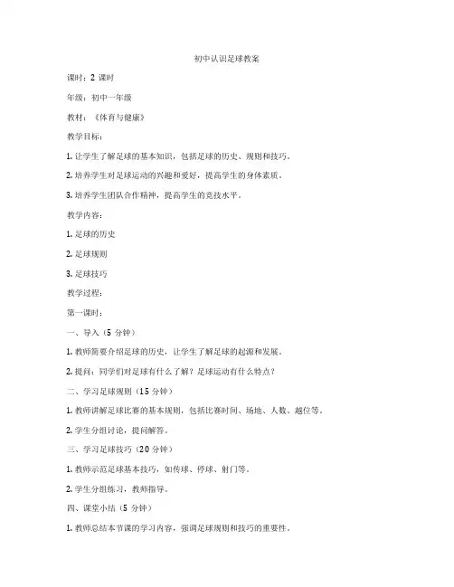 初中认识足球教案