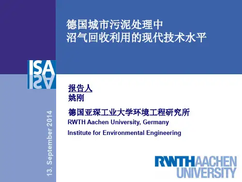 德国城市污泥处理中沼气回收利用的现代技术水平