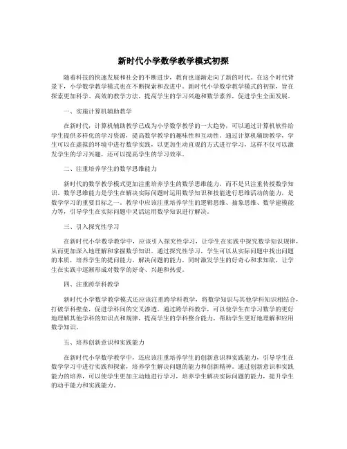 新时代小学数学教学模式初探