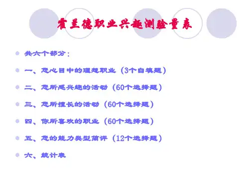 霍兰德职业兴趣测评教学辅助版课件(1).ppt