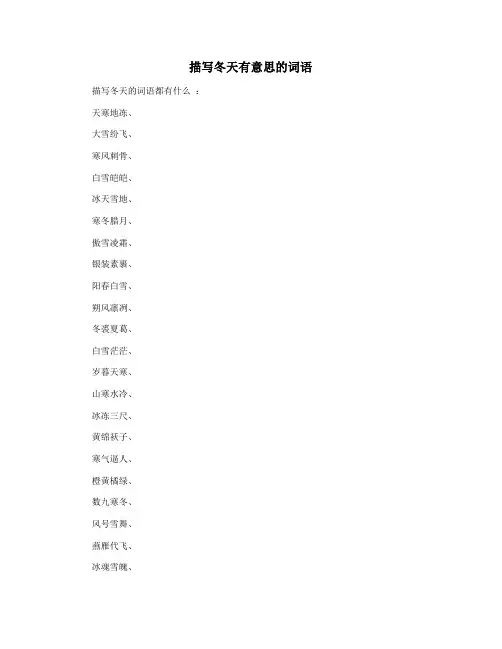 描写冬天有意思的词语