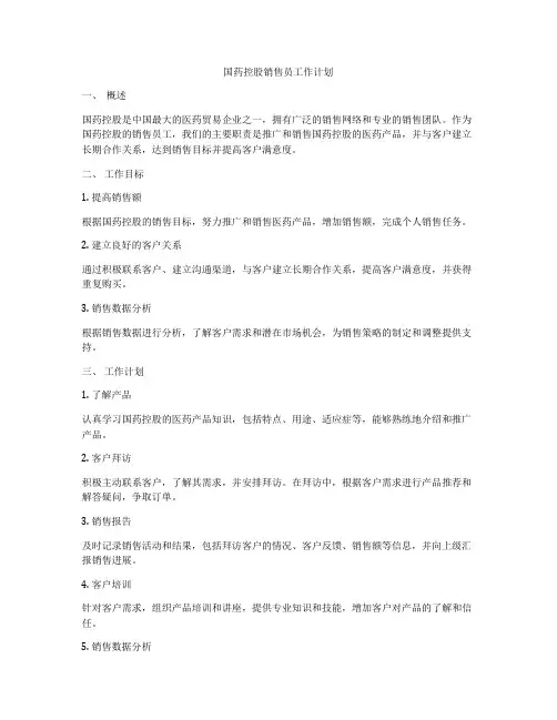 国药控股销售员工作计划