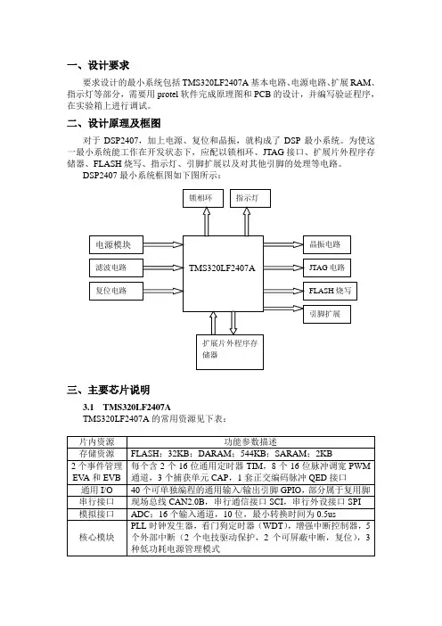 DSP课程设计TMS320LF2407A最小系统设计