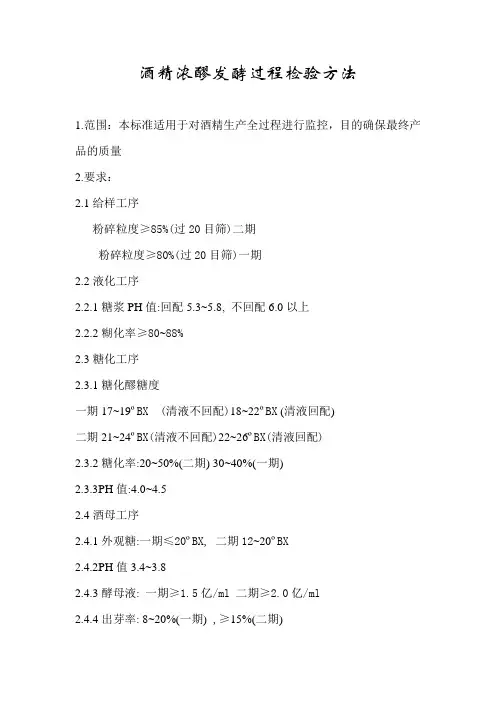 酒精浓醪发酵检测项目及方法