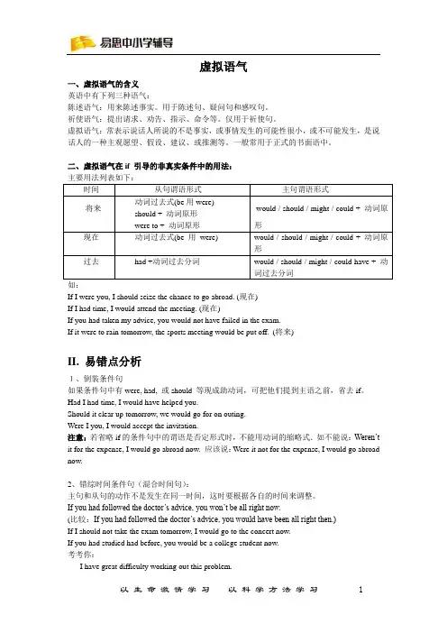 虚拟语气知识点讲解