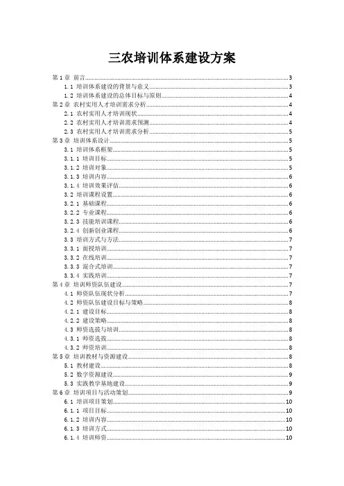三农培训体系建设方案