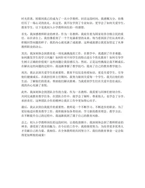 小学教师入职后工作感想