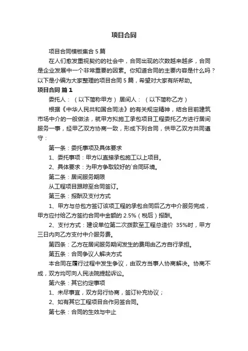 项目合同模板集合5篇