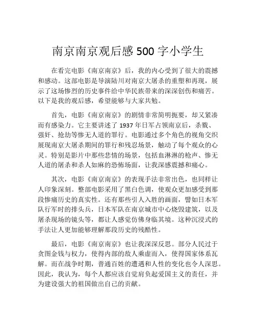 南京南京观后感500字小学生