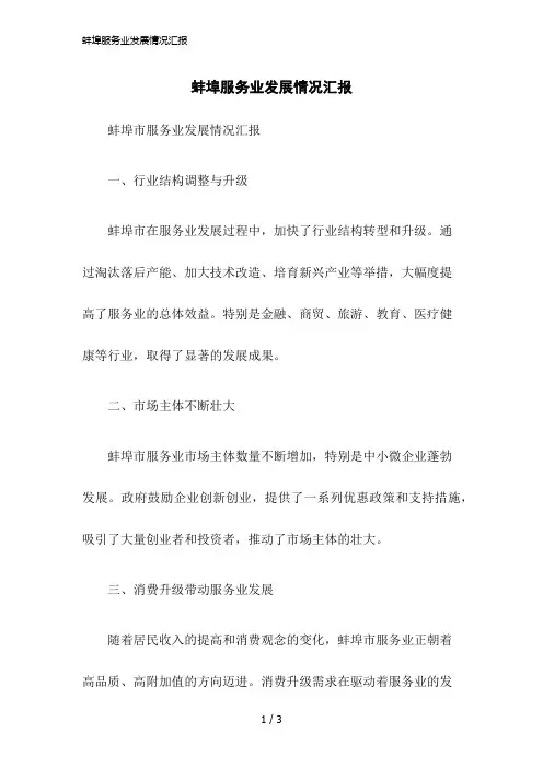 2023版蚌埠服务业发展情况汇报