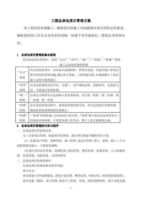 工程总承包项目管理办法