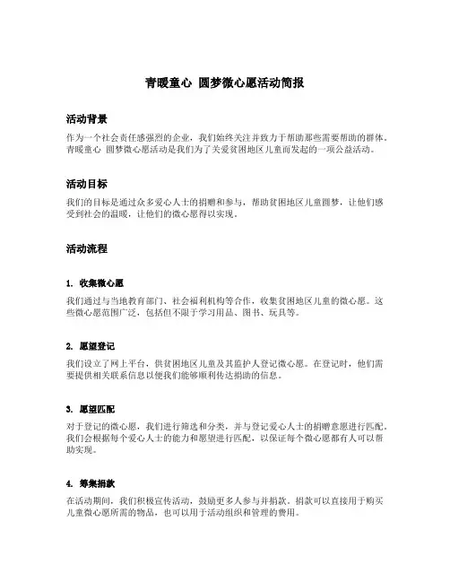 青暖童心 圆梦微心愿活动简报