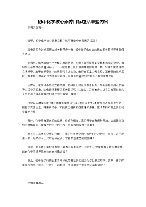 初中化学核心素养目标包括哪些内容