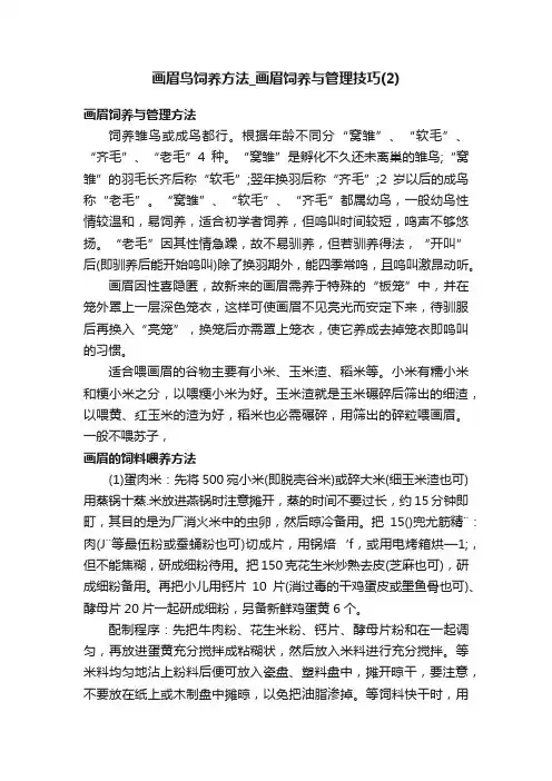 画眉鸟饲养方法_画眉饲养与管理技巧（2）