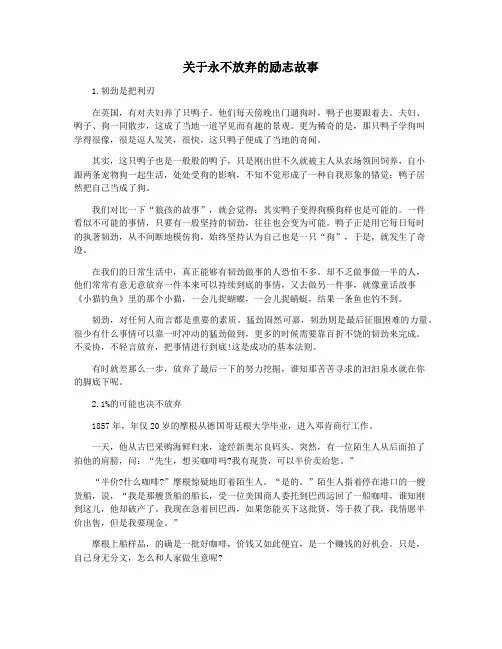 关于永不放弃的励志故事