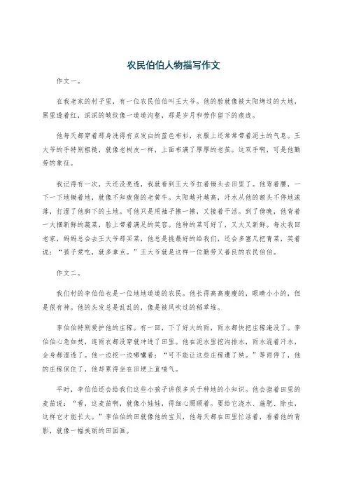 农民伯伯人物描写作文