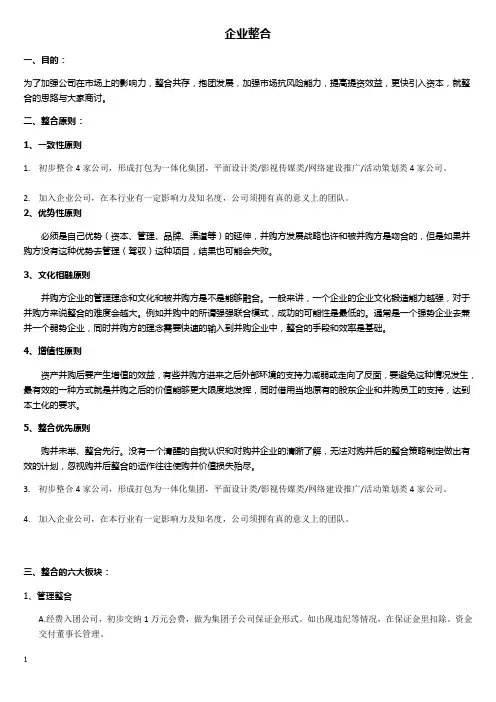 企业整合过程中注意的问题
