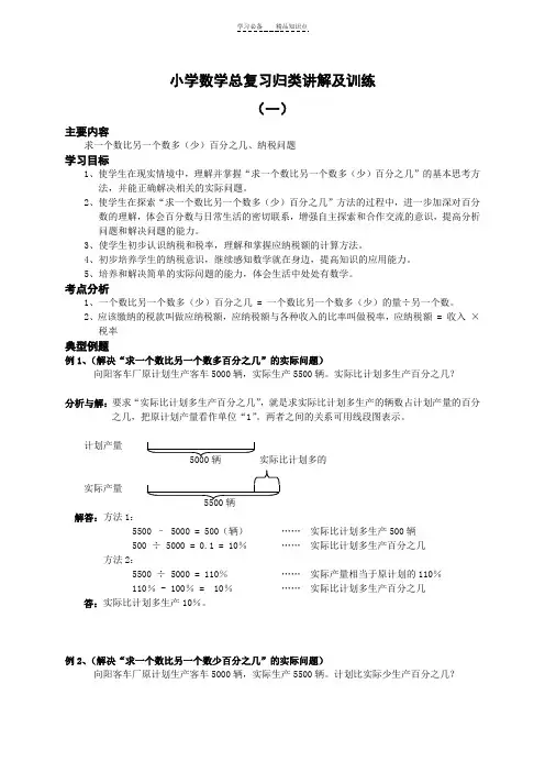 人教版小学数学总复习知识点归纳讲解及练习大全和答案