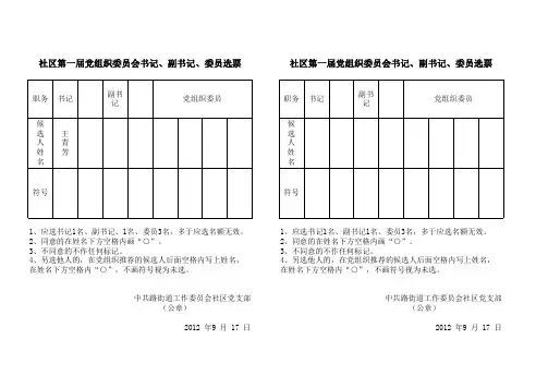 党支部书记直选选票