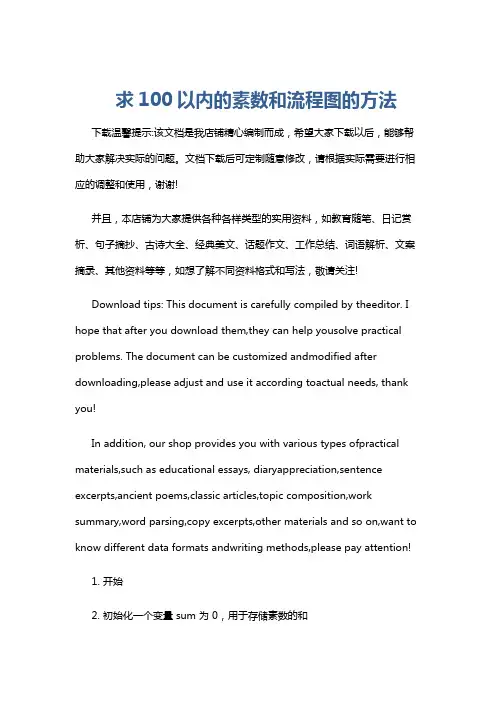求100以内的素数和流程图的方法