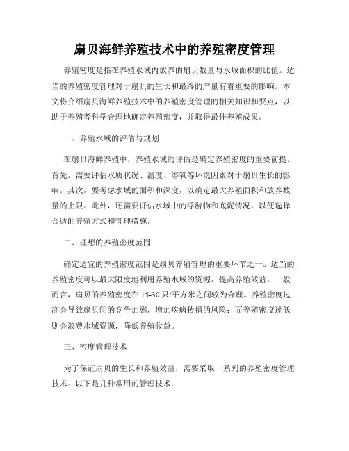 扇贝海鲜养殖技术中的养殖密度管理