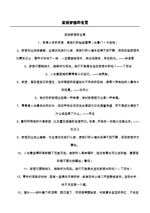 坚持梦想的名言