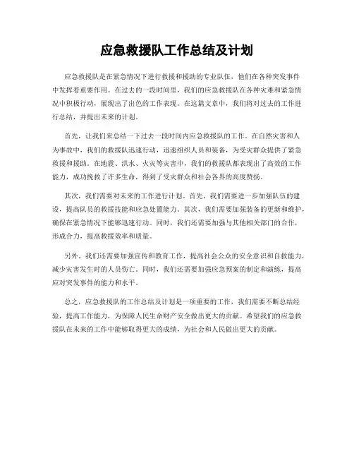 应急救援队工作总结及计划