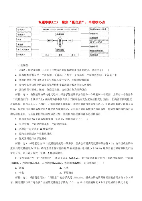 2019年高考生物二轮复习专题串联二聚焦“蛋白质”串联核心点学案(含答案)