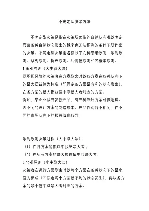 不确定型决策方法