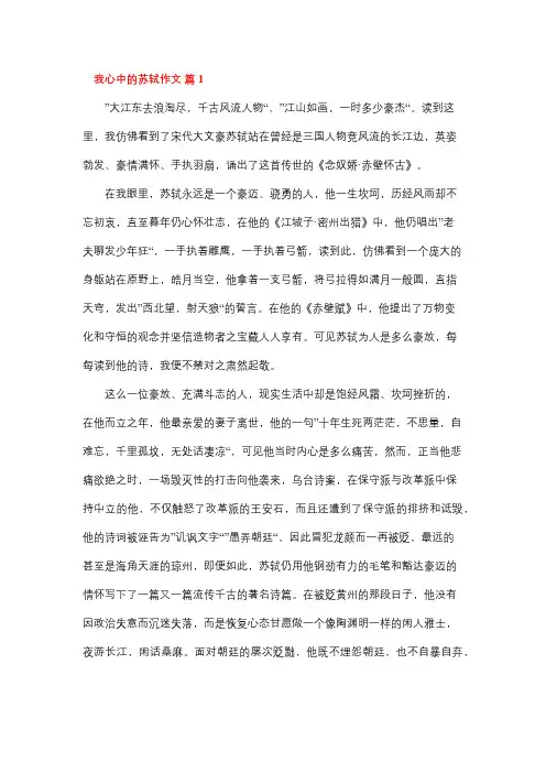 我心中的苏东坡300字