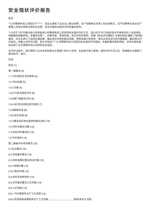 安全现状评价报告