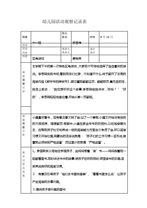 观察记录表【范本模板】