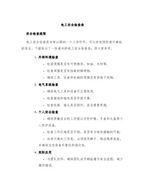 电工安全检查表