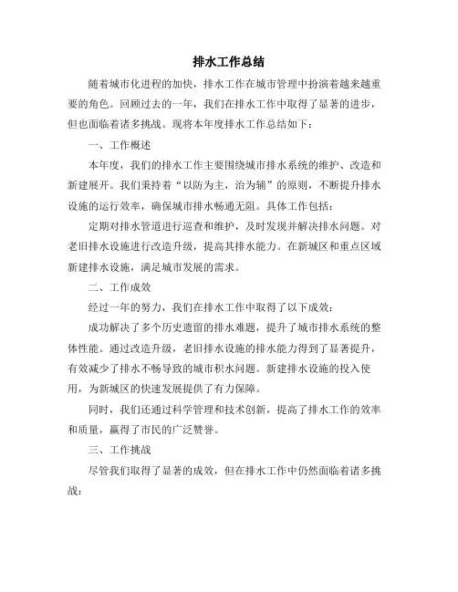 排水工作总结