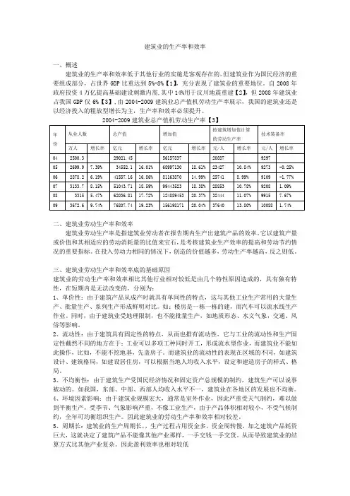 建筑业的生产率和效率作业