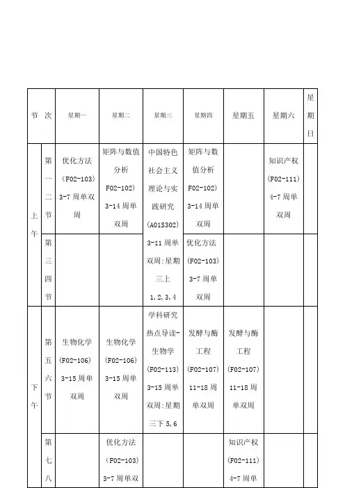 大学课程表制作