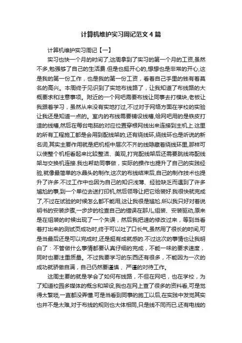 计算机维护实习周记范文4篇