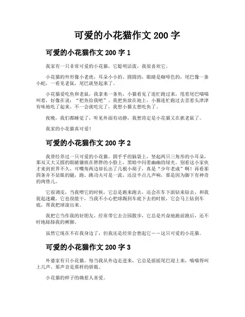 可爱的小花猫作文200字