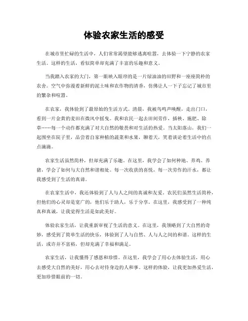 体验农家生活的感受