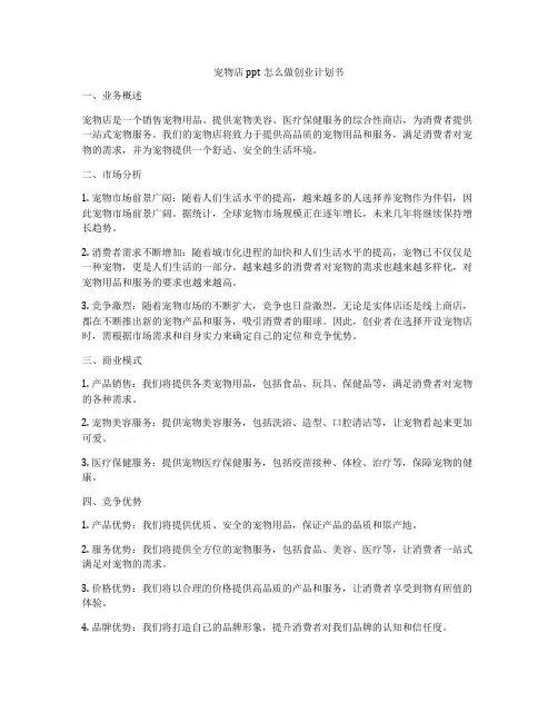 宠物店ppt怎么做创业计划书
