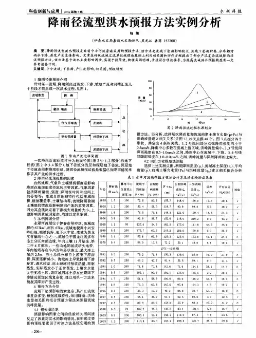降雨径流型洪水预报方法实例分析