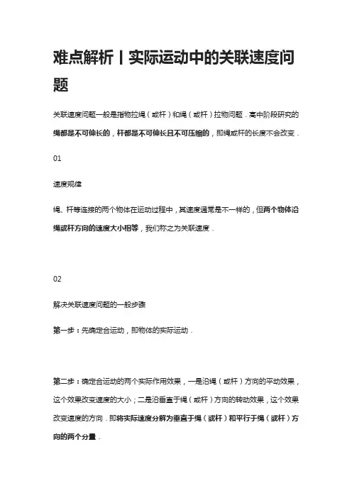 难点解析丨实际运动中的关联速度问题