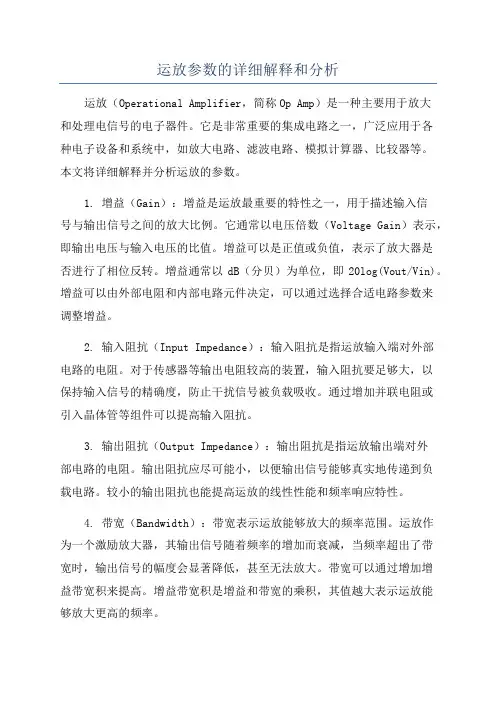 运放参数的详细解释和分析