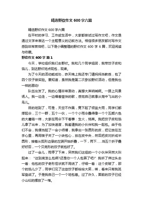 精选野炊作文600字六篇